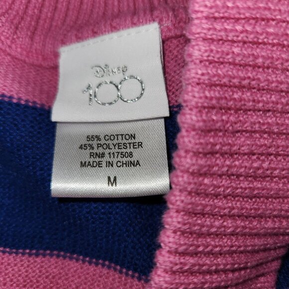 Disney 100 Mickey & Minnie Mouse Striped Pink Cardigan Sweater M 4071 - Picture 5 of 8